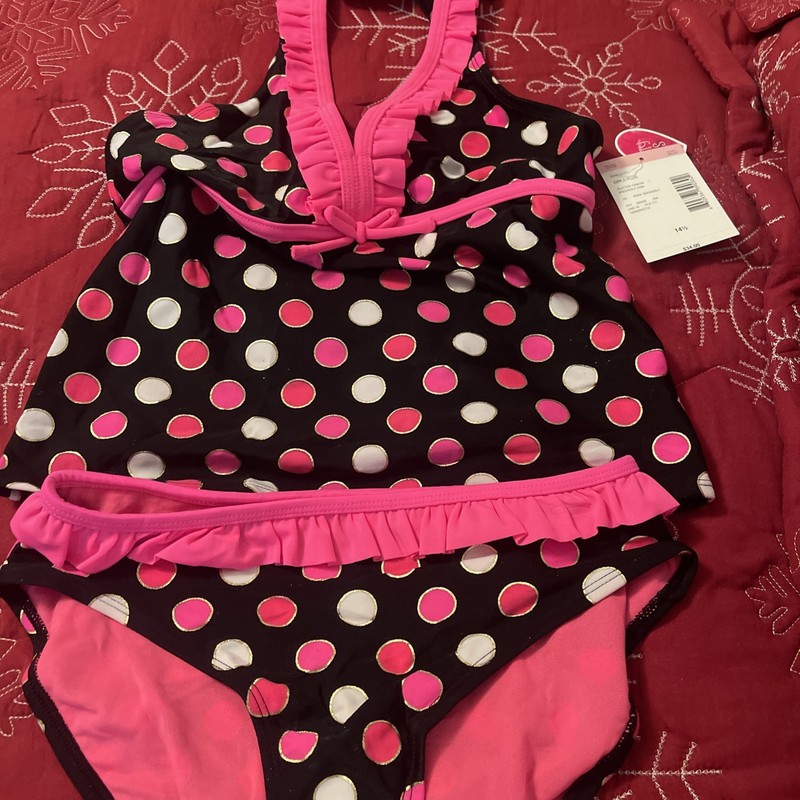 Joe Boxer Girls Plus Bathing Suit 14.5 Polka Dot