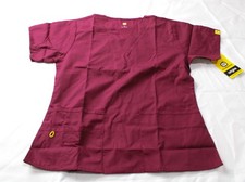 Wonder Wink Women's Short Sleeve Bravo V Neck Scrub Top EJ3 Wine Small NWT
