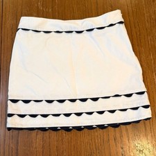 Vineyard Vines White Navy Scallop Trim Mini Skirt Cotton Preppy Coastal Resort 2