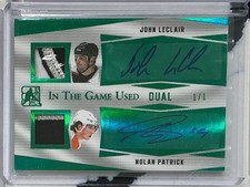2018 Leaf ITG In the Game John LeClair Nolan Patrick Auto Autograph Patch #d 1/1