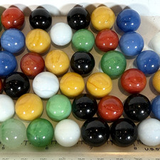 Vintage Glass Marbles Colorful Swirl 1960s Lot Of 60