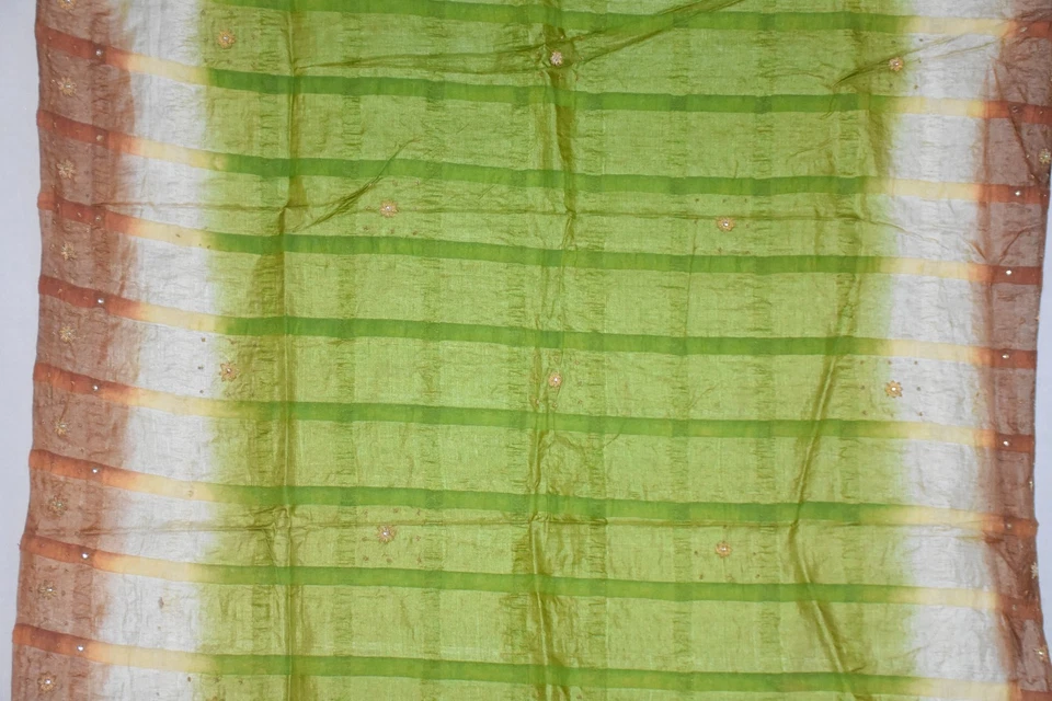 Saris Exótico Diseño Floral Salma Lentejuelas Bordado Trabajo Multi Pura Seda Sari Foto 3 de 4