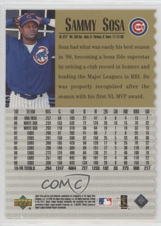 1999 Upper Deck Century Legends Century /100 Sammy Sosa #65 - Image 2 of 2