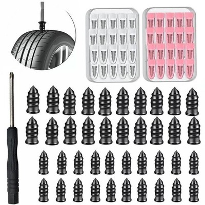 40x Tire Repair Screws in Rubber Plug Nail Car Tyre Puncture Repair Kit 2 Sizes