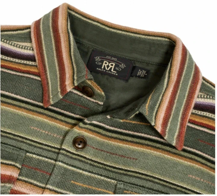 $890 RRL Ralph Lauren 1960s Southwest Serape Cotton Linen Sweater Shirt M Medium - Image 2 of 3