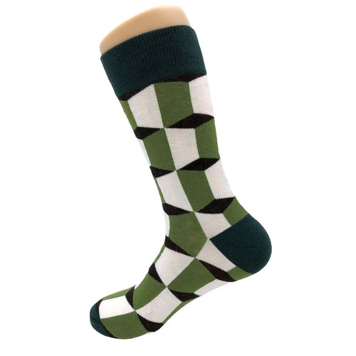 Calcetines con estampado de cubo verde del calcetín panda (adulto grande) - Imagen 3 de 3