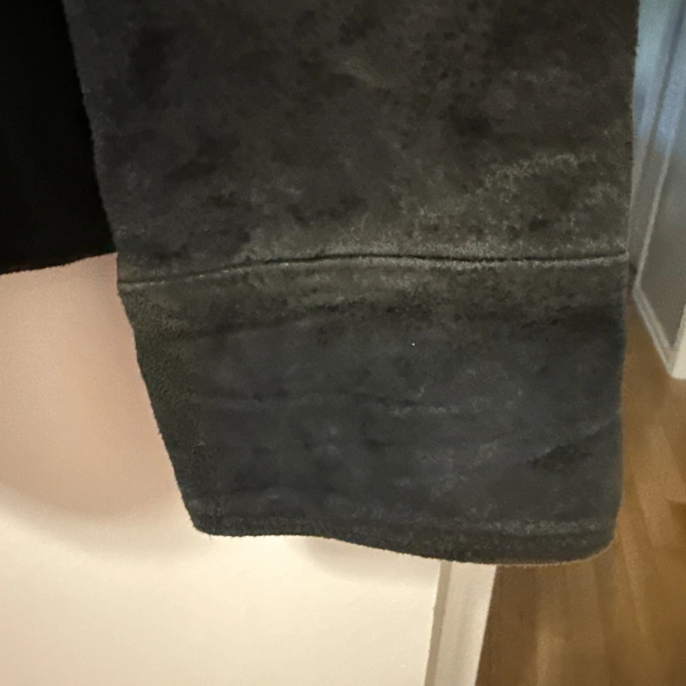 Chaqueta de gamuza negra para mujer “Live A Little” marca talla grande frontal a presión•Vintage Foto 4 de 4