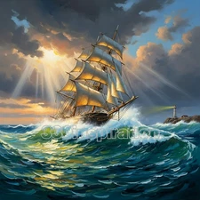 Digital Image Picture Photo Wallpaper Background Desktop Art Ship Waves #A529