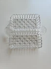 Vintage Cut Crystal Glass Handle Divided Square Serving Dish