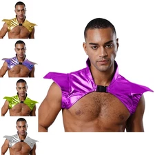Mens Gothic Shiny Shrug Bar Top Harness Armor Gear Vest Jacket Clubwear Outfit