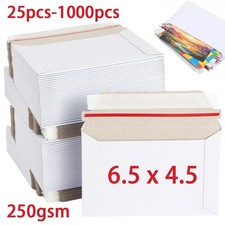 25-1000pcs 6.5 x 4.5 White Rigid Photo Shipping Flats Cardboard Envelope Mailers