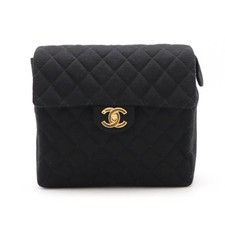 Chanel Cotton Jersey Matelassé Coco Mark Backpack Women Black One Size