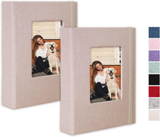 Photo Album 4X6, Pack of 2 Linen Cover Mini Photo Book 26-Page Holds 52 Pictures