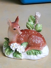 Vtg HOMCO Deer Doe Forest Flowers Fawn Figuri...
