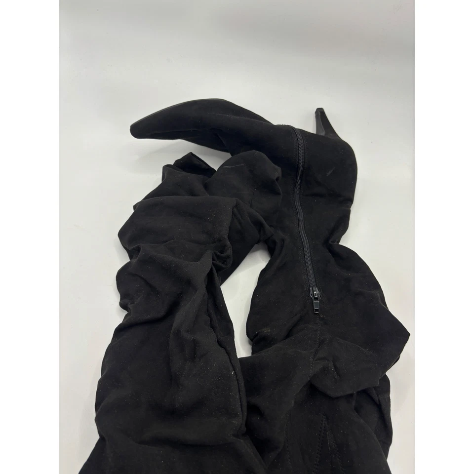 Bar III Botas Negras Gamuza Sobre la Rodilla Tacón de Aguja Slouchy Talla 10M Foto 3 de 4