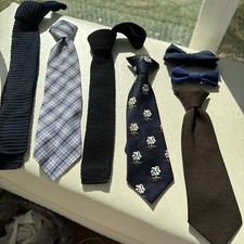 Lot Of 5 Vintage Boys Neck Ties - Novelty Tie Lot Clip On, Tie, Free Bow Ties.
