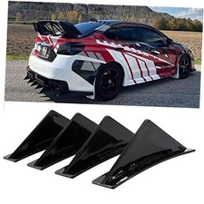 4pcs Universal Curved Shape Rear Bumper Diffuser Shark Fin Spoiler Trim Black
