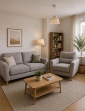 Dfs Grey Fabric Sofa and Armchair Set – Good Condition