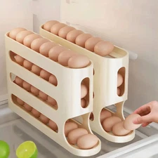 2-4 Layer Egg Storage Box, Large Capacity, Automatic Rolling for Refrigerator