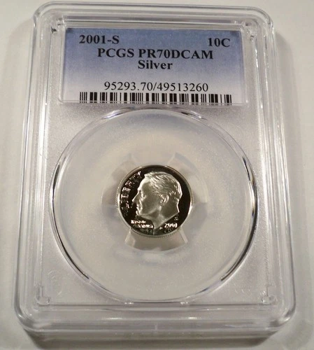 2001-S 10c SILVER PCGS PR70DCAM ROOSEVELT DIME PROOF DEEP CAMEO PR 70 DC