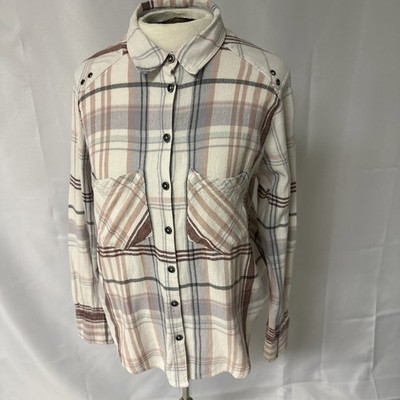 FREE PEOPLE Wesley Ivory Plaid Button Down Top Size X-small