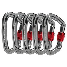 Locking Carabiner - 25kN 5600lb Climbing Carabiner Screw Pack of 5 A-Silver