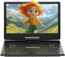 POFOTO Portable DVD Player with 14.1" HD Swivel Screen 6H Battery, Dual Speakers