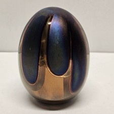 Metallic Iridescent Glazed Studio Pottery Egg Copper Blue Purple Peacock Easter