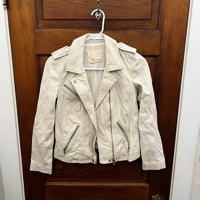 Rebecca Taylor Leather Biker Jacket Blush White Pink $895 *0-2