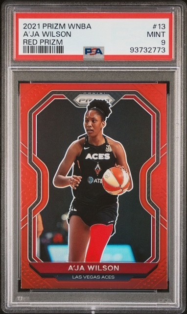 2021 WNBA Prizm Aja Wilson Red Prizm 150/299 #13 Las Vegas Aces PSA 9 POP 5