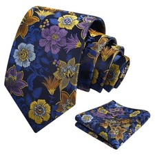 Mens 3.15inches Rose Flower Pattern Tie with 145-royal Blue purple orange