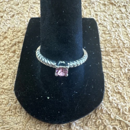 Vintage Silver Pink Ring Size 8 Pre Loved