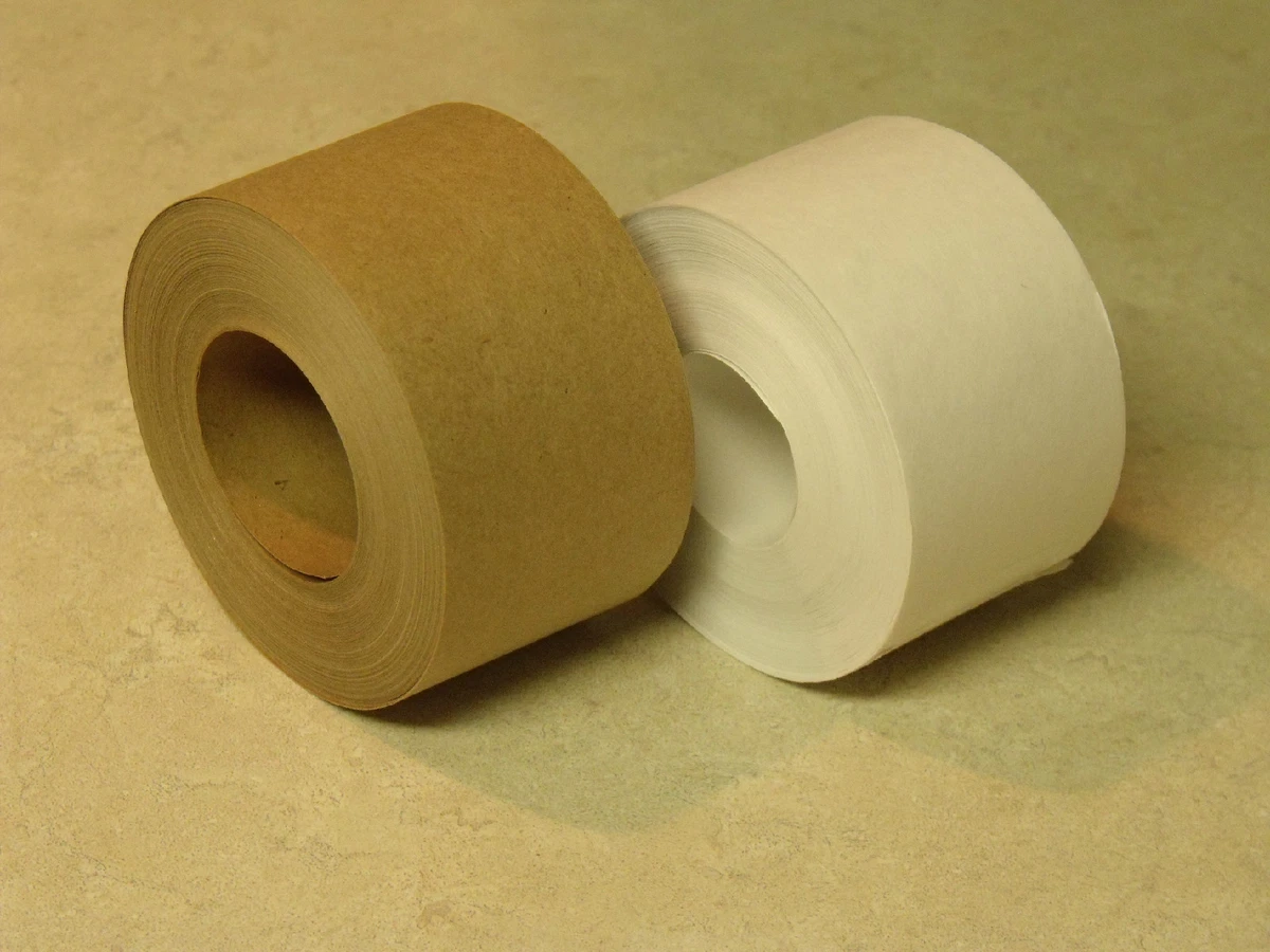 100 Foot COMBO PACK Water Activated WHITE KRAFT & TAN KRAFT PAPER TAPE