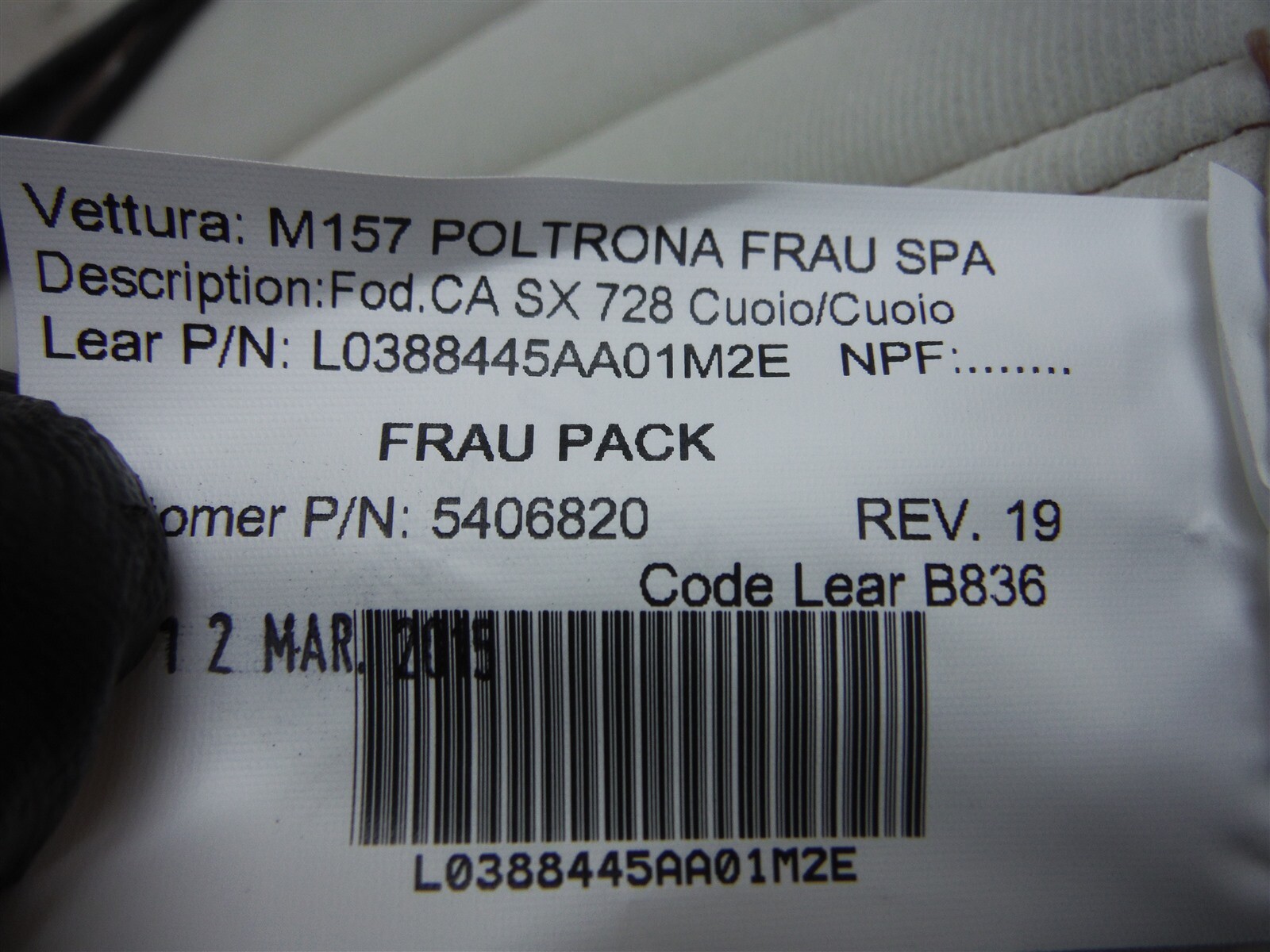 2014-2016 MASERATI GHIBLI DRIVE STANDARD LEATHER SEAT UPHOLSTERY OEM 673002381 