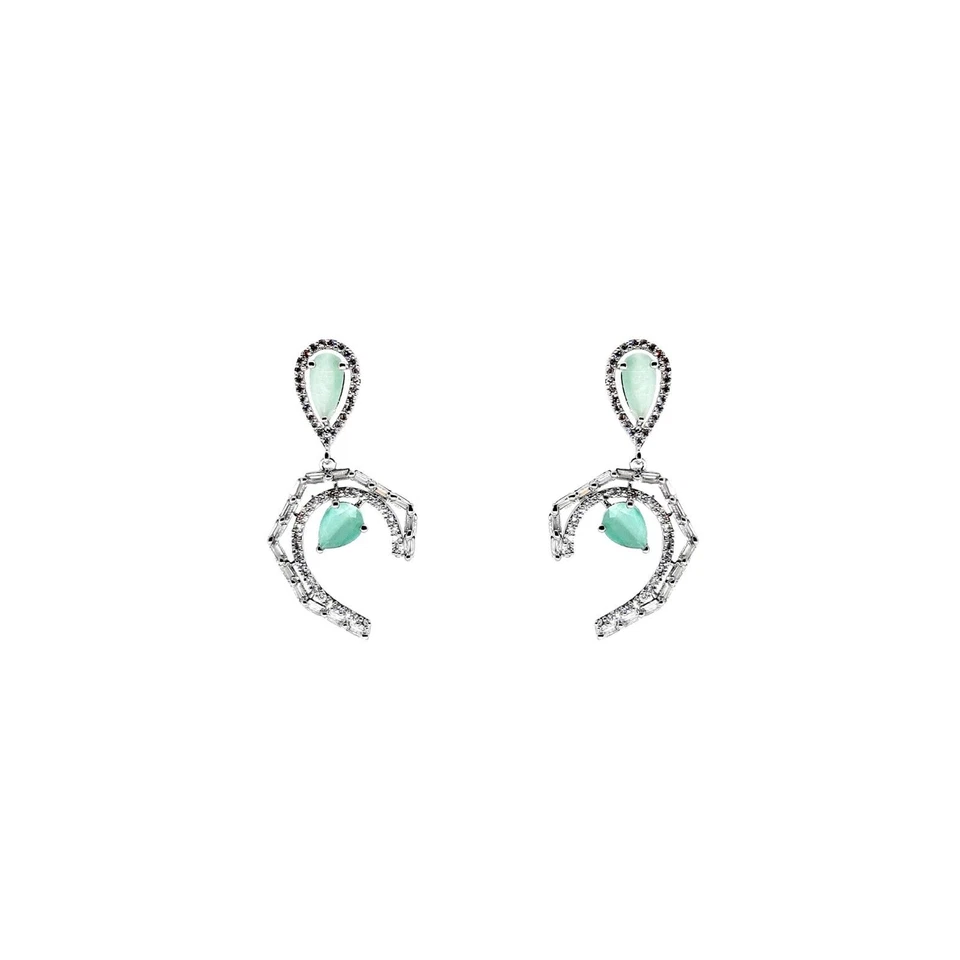 Orecchini donna indiani Bollywood placcati argento Kundan San Valentino regal... - Immagine 2 di 4