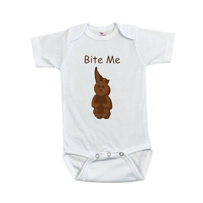Bite Me Baby Bodysuit - Laughing Giraffe - Size 18-24 M - Chocolate Easter Bunny