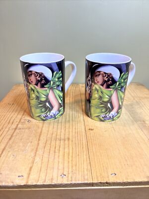 Set Of 2 Konitz German Coffee Mugs Girl With Gloves