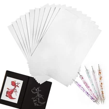 100 Sheets White Carbon Transfer Paper 11.7”x8.3” with Tracing Stylus for Woo...
