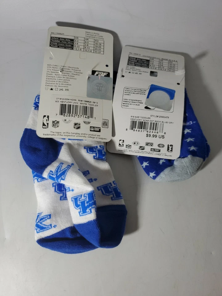 2 ПАРЫ носков Kentucky Wildcats размер для малышей 3-8 - Изображение 4 из 4