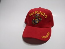 Red USMC Marines Military Hat Adjust. US Warriors Official Licensed Embroidered