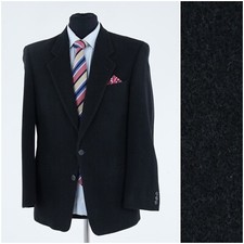 Mens Vintage Black Felt Wool Blazer 40R UK Size Sport Coat Jacket