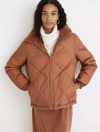 sherpa puffer jacket womens