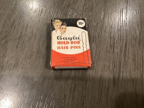 Vintage 1956 Gayla Hold Bob Hair Pins Box With Bronze Hair Pins Gaylord Products - Picture 3 of 7