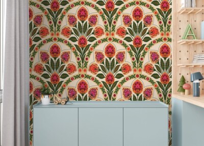 Art Deco, Blumen und Jugendstil Tapete Wandbild abnehmbar abwaschbar abziehen & kleben