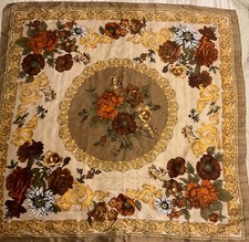 Vintage Scarf, Autumn Floral Colors And Design, 36  x36  , Unbranded