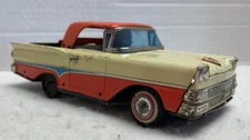 Vintage Tin Litho Friction 1958 Ford Skyliner Retractable Roof Missing a Tire