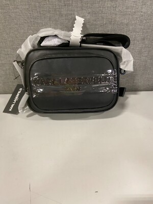 KARL LAGERFELD PARIS Women Black Voyage Convertible Belt Crossbody Bag NWT