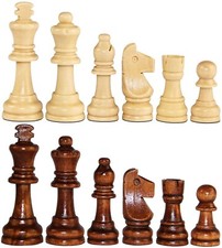 Wooden Chess Pieces, 32 Pieces, Light and Dark Brown Wooden 5.7cm Kin