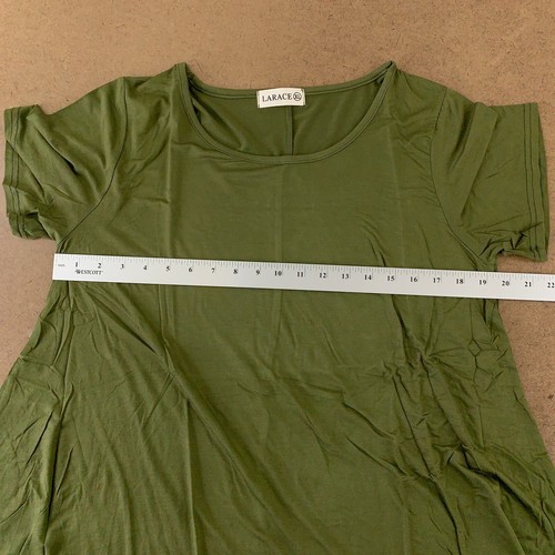 LARACE Women's Size XL Army Green Short Sleeve Round Neck Flare Tunic Top New - Picture 4 of 8