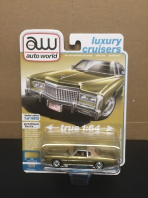 Miniature Cadillac Eldorado 1975 - Auto World 1/64, Couleur Or, édition Limitée